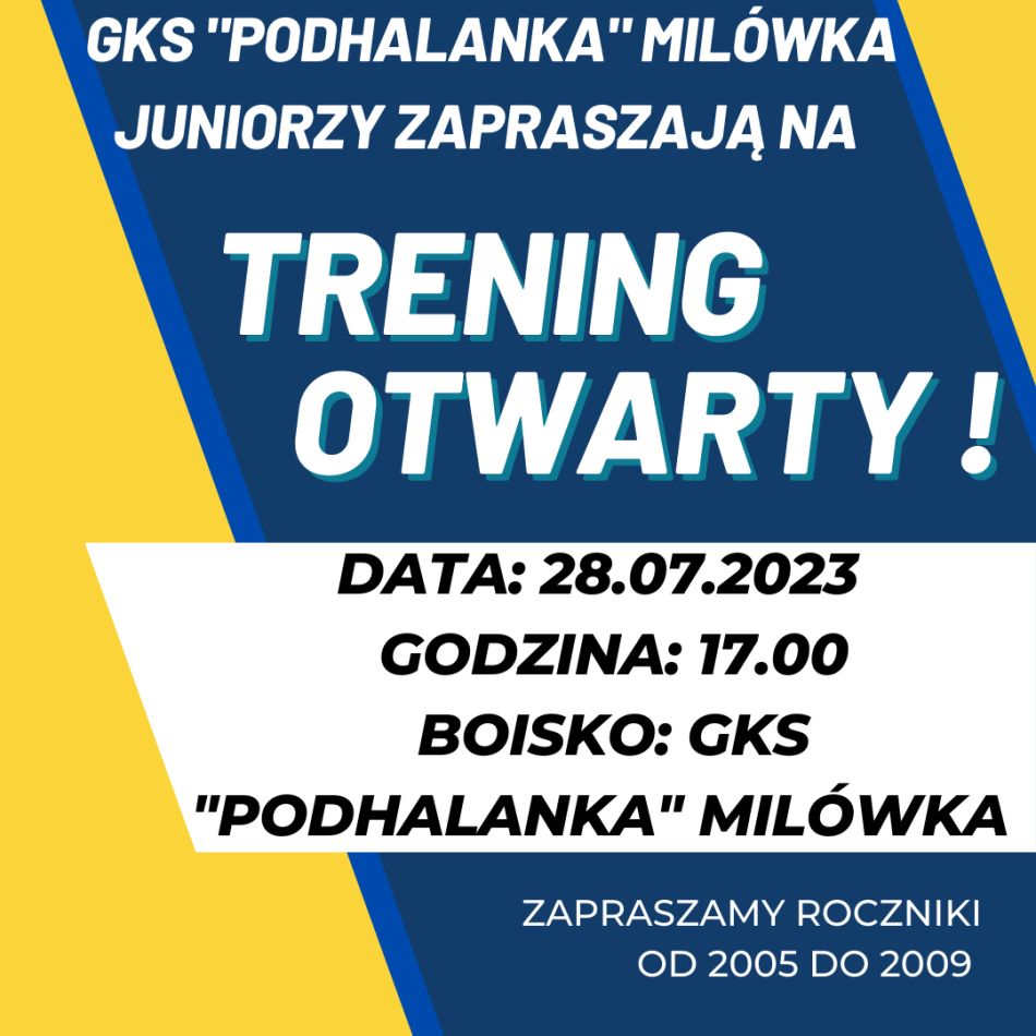 Trening otwarty juniorów! 
